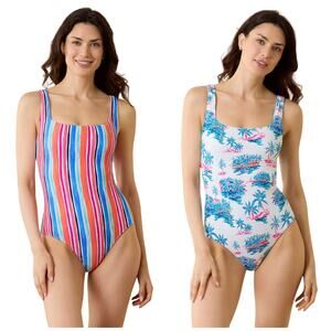 TOMMY BAHAMA Island Cays Oasis One-Piece Swimsuit Size 8 Pink Reversible NWT